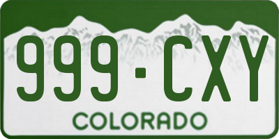CO license plate 999CXY