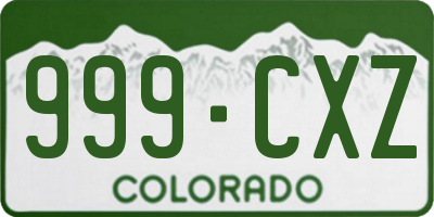 CO license plate 999CXZ