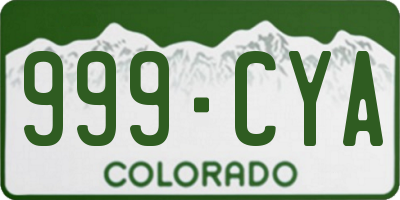 CO license plate 999CYA