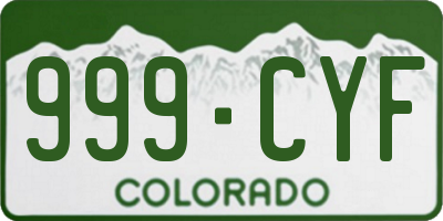 CO license plate 999CYF