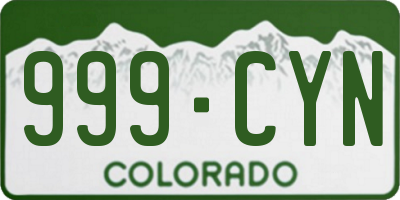 CO license plate 999CYN