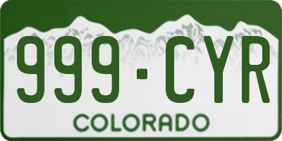 CO license plate 999CYR