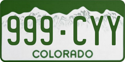 CO license plate 999CYY