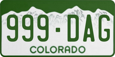 CO license plate 999DAG