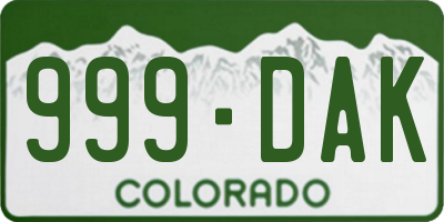 CO license plate 999DAK