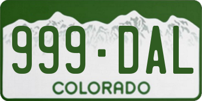 CO license plate 999DAL