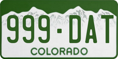 CO license plate 999DAT