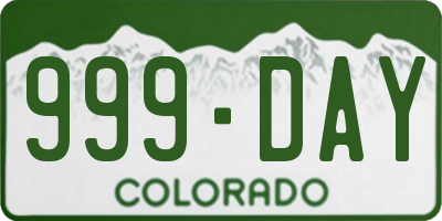 CO license plate 999DAY