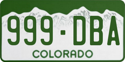 CO license plate 999DBA