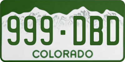 CO license plate 999DBD
