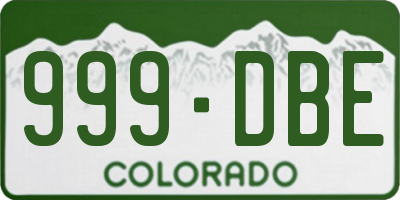 CO license plate 999DBE