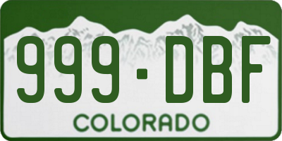 CO license plate 999DBF
