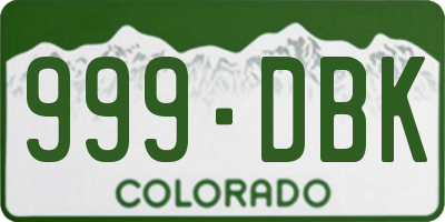 CO license plate 999DBK