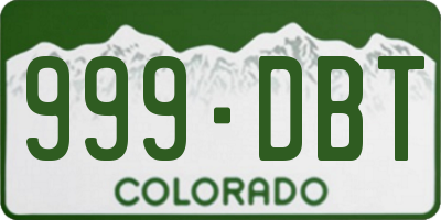CO license plate 999DBT
