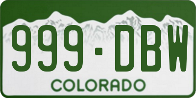 CO license plate 999DBW