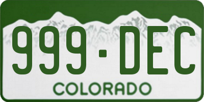 CO license plate 999DEC