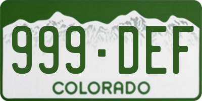 CO license plate 999DEF