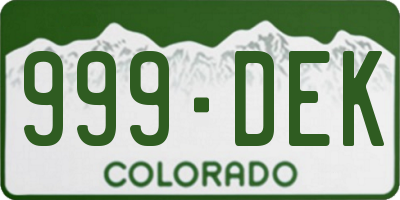 CO license plate 999DEK