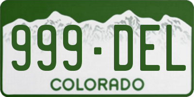 CO license plate 999DEL