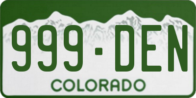 CO license plate 999DEN