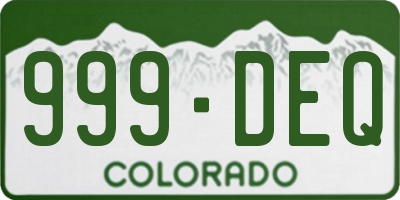 CO license plate 999DEQ