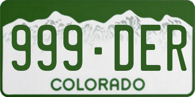 CO license plate 999DER