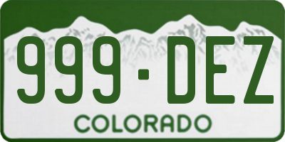 CO license plate 999DEZ