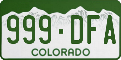 CO license plate 999DFA