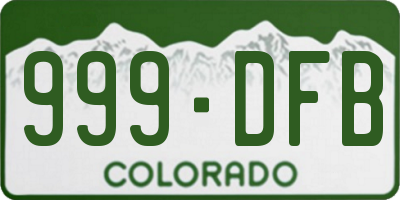 CO license plate 999DFB