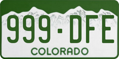 CO license plate 999DFE