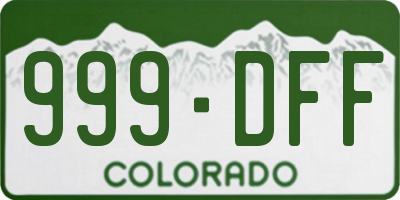 CO license plate 999DFF