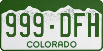 CO license plate 999DFH