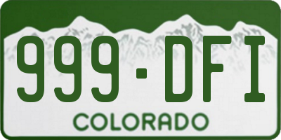 CO license plate 999DFI