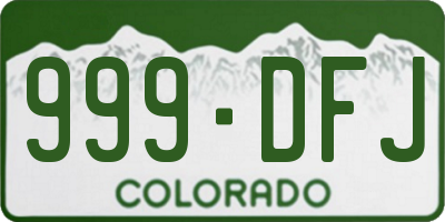 CO license plate 999DFJ