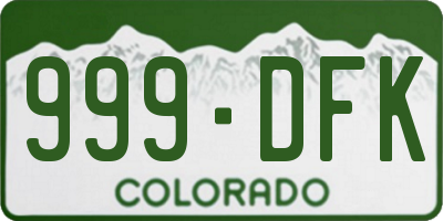 CO license plate 999DFK