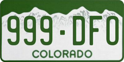 CO license plate 999DFO