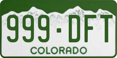 CO license plate 999DFT