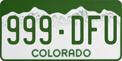 CO license plate 999DFU
