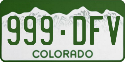 CO license plate 999DFV
