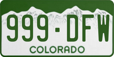 CO license plate 999DFW