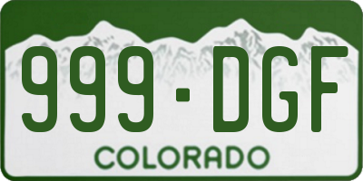 CO license plate 999DGF