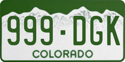 CO license plate 999DGK