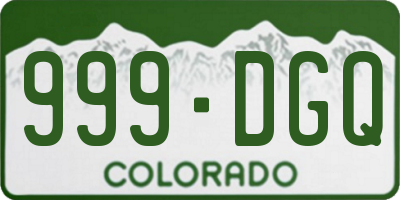 CO license plate 999DGQ
