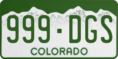 CO license plate 999DGS