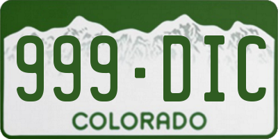CO license plate 999DIC