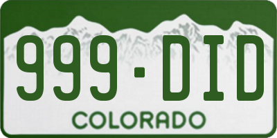 CO license plate 999DID