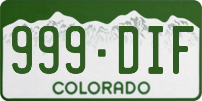 CO license plate 999DIF