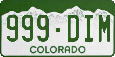CO license plate 999DIM