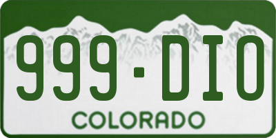 CO license plate 999DIO