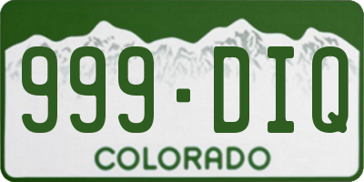 CO license plate 999DIQ